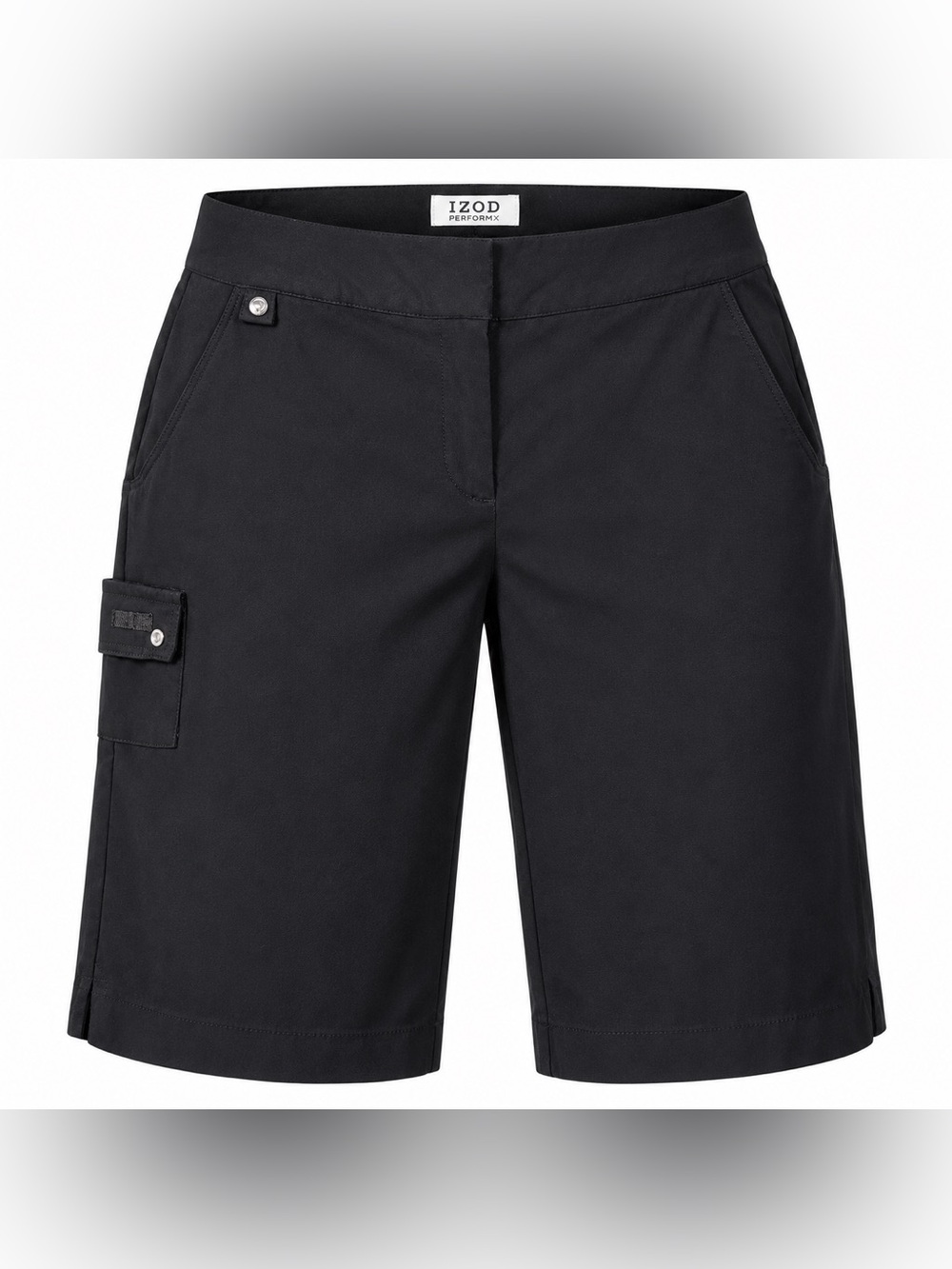 Izod Women's Black Cargo Performance Stretch Bermuda Shorts